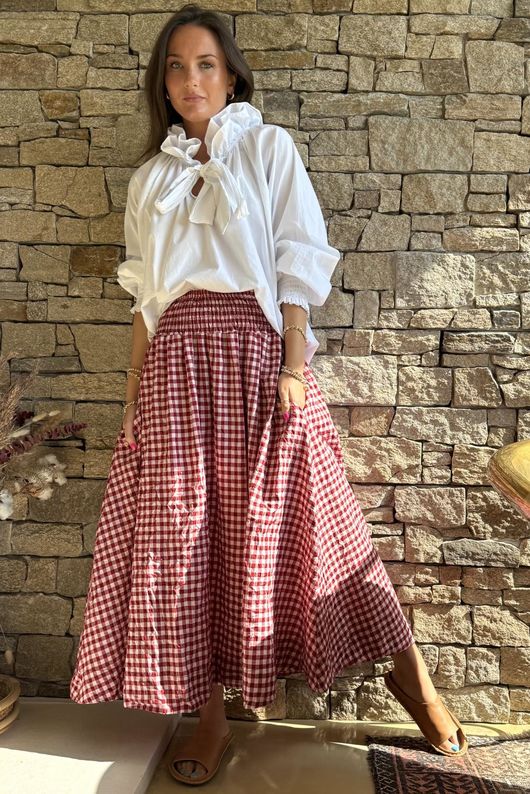 Nonni Gingham Ripley Skirt Sangria